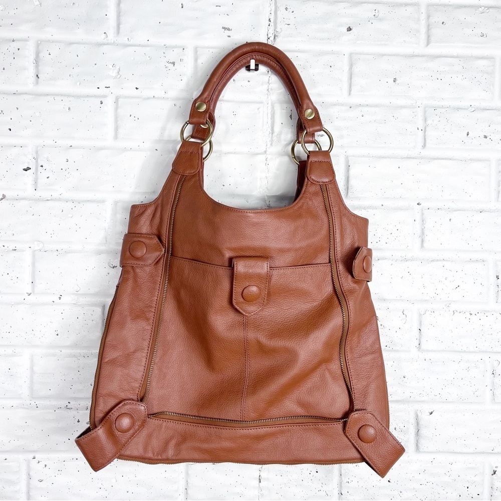 AMERILEATHER Judelle Like New saddle Brown Leather satchel shoulder bag